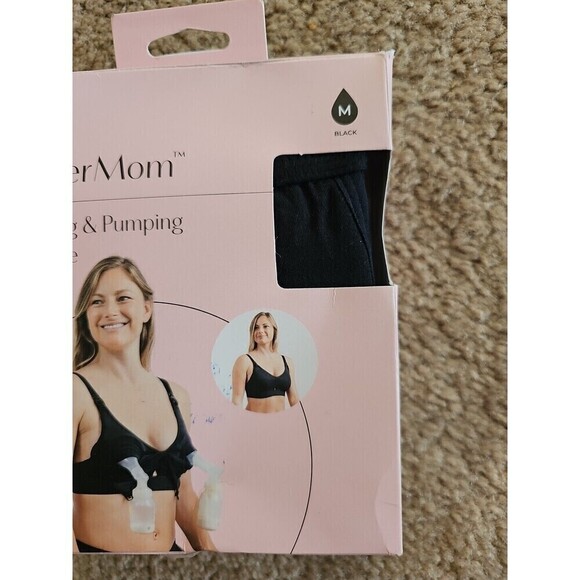 Simple Wishes Women's All-in-One SuperMom Nursing and Pumping Bralette - Black M - Picture 2 of 4